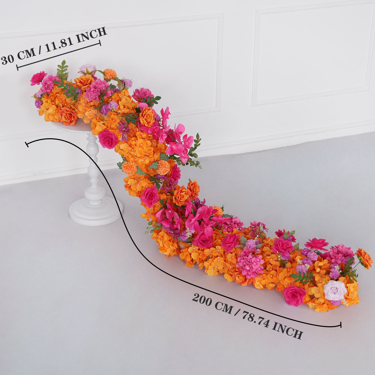 Uflower Artificial Flower Row Sofa Table Runner Floor Flower Arrangement